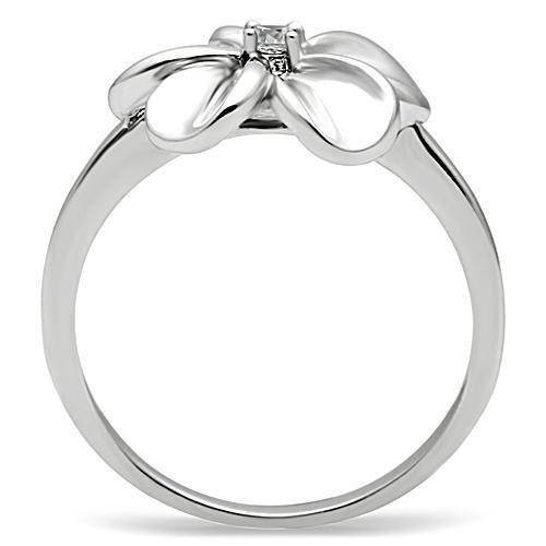 Rhodium Brass Ring with AAA Grade CZ  in Clear