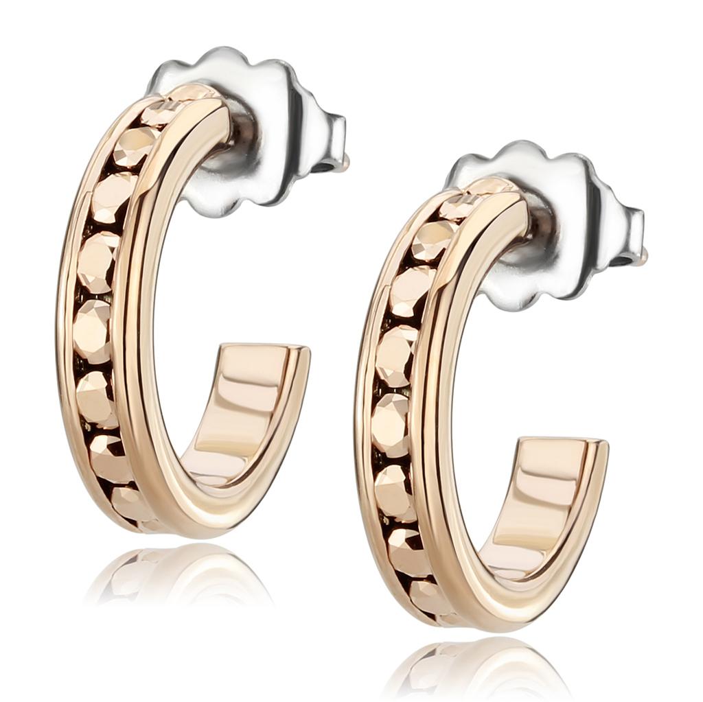 IP Rose Gold(Ion Plating) Brass Earrings with Top Grade Crystal  in Metallic Light Gold