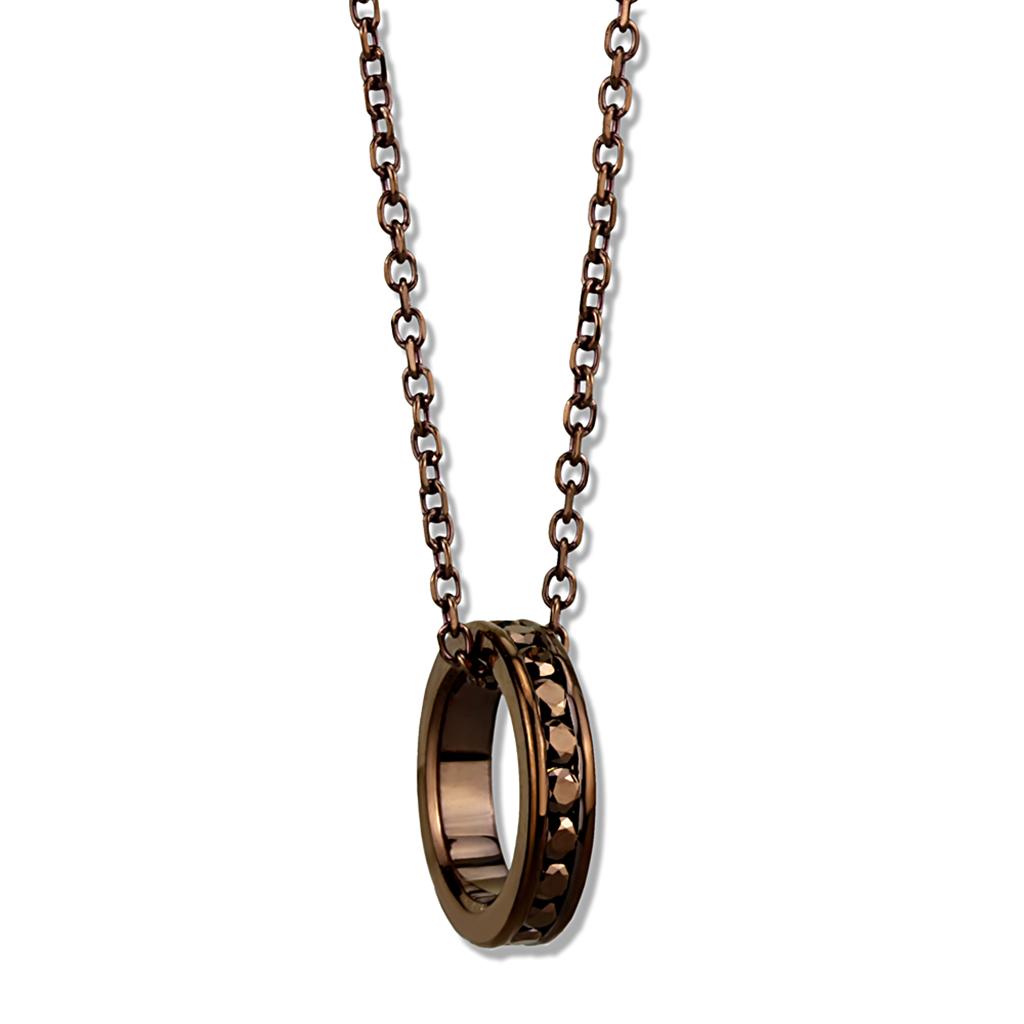 IP Coffee light Brass Chain Pendant with Top Grade Crystal  in Light Coffee