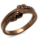 IP Coffee light Brass Ring with AAA Grade CZ  in Light Coffee