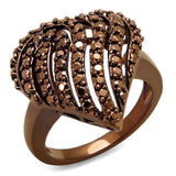 IP Coffee light Brass Ring with AAA Grade CZ  in Light Coffee