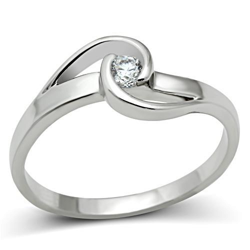 Rhodium Brass Ring with AAA Grade CZ  in Clear
