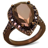 IP Coffee light Brass Ring with AAA Grade CZ  in Light Coffee