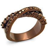 IP Coffee light Brass Ring with AAA Grade CZ  in Light Coffee