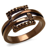 IP Coffee light Brass Ring with AAA Grade CZ  in Light Coffee