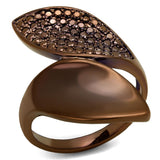 IP Coffee light Brass Ring with AAA Grade CZ  in Light Coffee