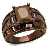 IP Coffee light Brass Ring with AAA Grade CZ  in Light Coffee