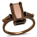 IP Coffee light Brass Ring with AAA Grade CZ  in Light Coffee