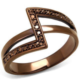 IP Coffee light Brass Ring with AAA Grade CZ  in Light Coffee
