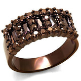 IP Coffee light Brass Ring with AAA Grade CZ  in Light Coffee