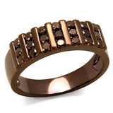 IP Coffee light Brass Ring with AAA Grade CZ  in Light Coffee