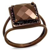 IP Coffee light Brass Ring with AAA Grade CZ  in Light Coffee