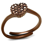 IP Coffee light Brass Ring with AAA Grade CZ  in Light Coffee