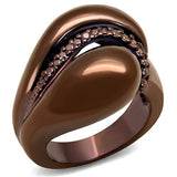 IP Coffee light Brass Ring with AAA Grade CZ  in Light Coffee