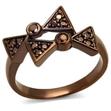 IP Coffee light Brass Ring with AAA Grade CZ  in Light Coffee