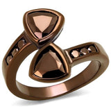 IP Coffee light Brass Ring with AAA Grade CZ  in Light Coffee