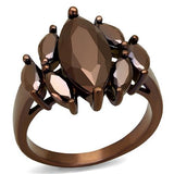 IP Coffee light Brass Ring with AAA Grade CZ  in Light Coffee