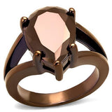 IP Coffee light Brass Ring with AAA Grade CZ  in Light Coffee