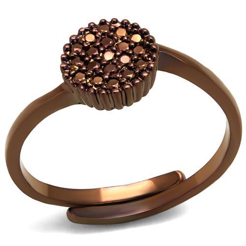 IP Coffee light Brass Ring with AAA Grade CZ  in Light Coffee