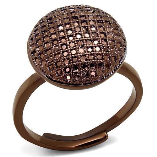 IP Coffee light Brass Ring with AAA Grade CZ  in Light Coffee