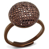 IP Coffee light Brass Ring with AAA Grade CZ  in Light Coffee