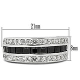 Rhodium Brass Ring with AAA Grade CZ  in Jet
