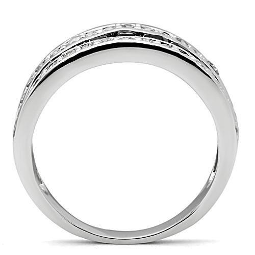 Rhodium Brass Ring with AAA Grade CZ  in Jet