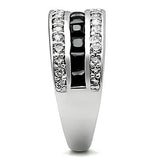 Rhodium Brass Ring with AAA Grade CZ  in Jet