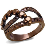 IP Coffee light Brass Ring with AAA Grade CZ  in Light Coffee