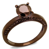 IP Coffee light Brass Ring with AAA Grade CZ  in Light Coffee