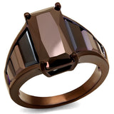 IP Coffee light Brass Ring with AAA Grade CZ  in Light Coffee