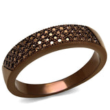IP Coffee light Brass Ring with AAA Grade CZ  in Light Coffee