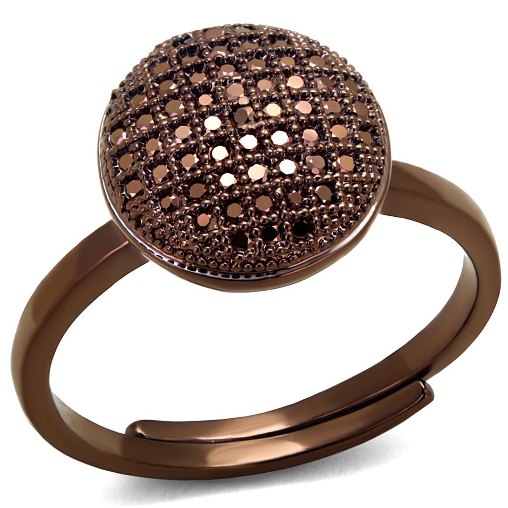 IP Coffee light Brass Ring with AAA Grade CZ  in Light Coffee