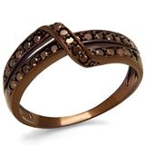 IP Coffee light Brass Ring with AAA Grade CZ  in Light Coffee