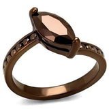 IP Coffee light Brass Ring with AAA Grade CZ  in Light Coffee