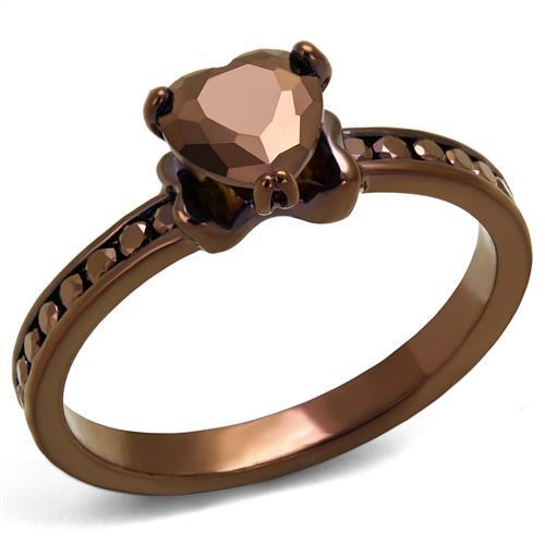 IP Coffee light Brass Ring with AAA Grade CZ  in Light Coffee
