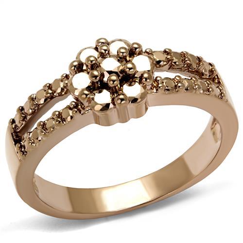 IP Rose Gold(Ion Plating) Brass Ring with AAA Grade CZ  in Metallic Light Gold