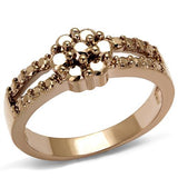 IP Rose Gold(Ion Plating) Brass Ring with AAA Grade CZ  in Metallic Light Gold