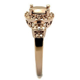 IP Rose Gold(Ion Plating) Brass Ring with AAA Grade CZ  in Metallic Light Gold
