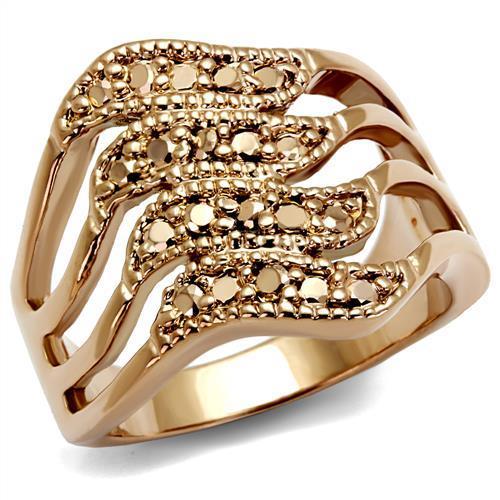 IP Rose Gold(Ion Plating) Brass Ring with AAA Grade CZ  in Metallic Light Gold
