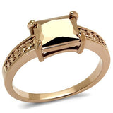 IP Rose Gold(Ion Plating) Brass Ring with AAA Grade CZ  in Metallic Light Gold