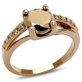 IP Rose Gold(Ion Plating) Brass Ring with AAA Grade CZ  in Metallic Light Gold