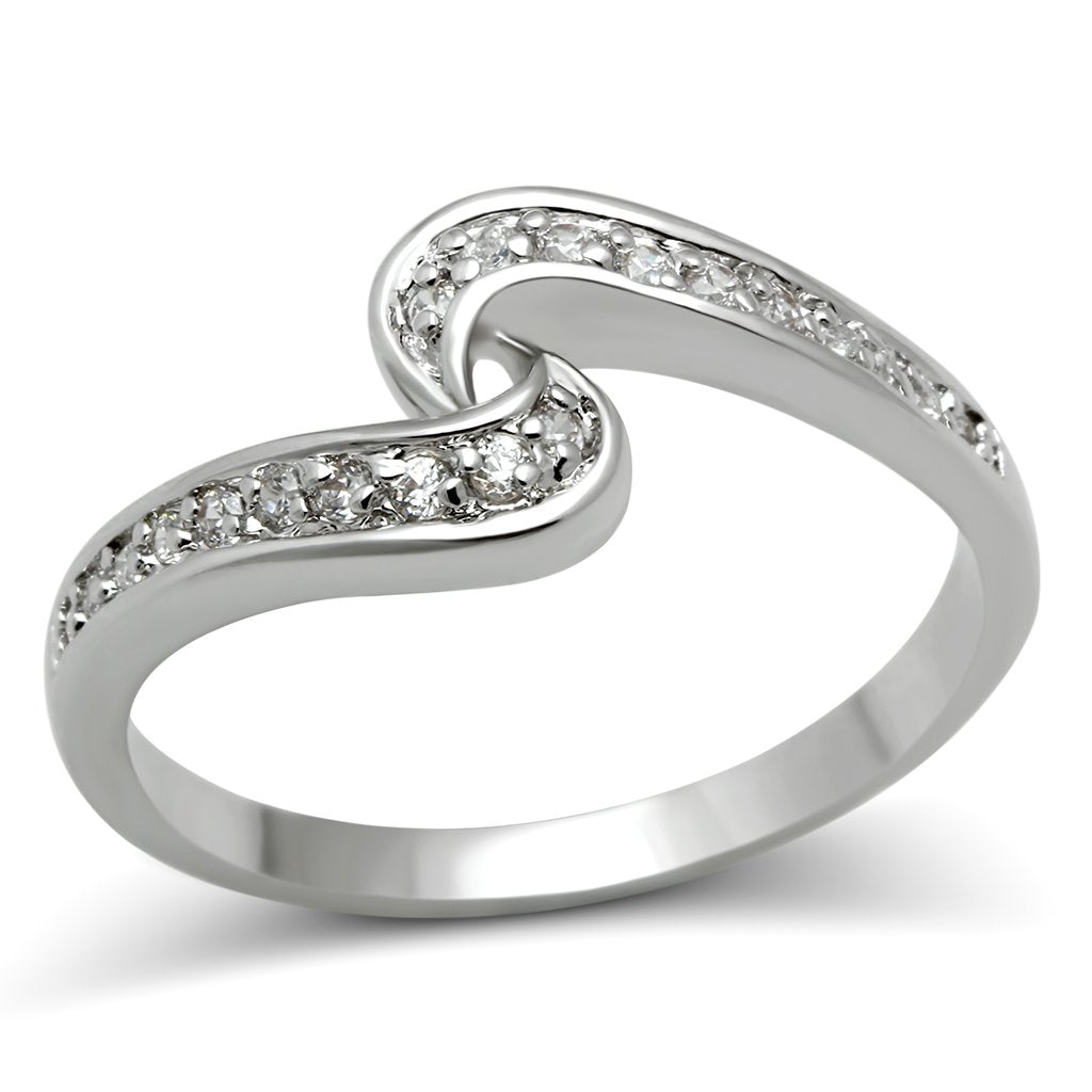 Rhodium Brass Ring with AAA Grade CZ  in Clear