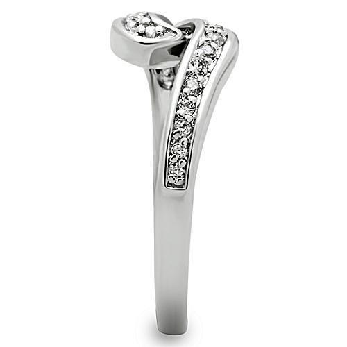Rhodium Brass Ring with AAA Grade CZ  in Clear