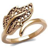 IP Rose Gold(Ion Plating) Brass Ring with AAA Grade CZ  in Metallic Light Gold