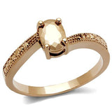 IP Rose Gold(Ion Plating) Brass Ring with AAA Grade CZ  in Metallic Light Gold