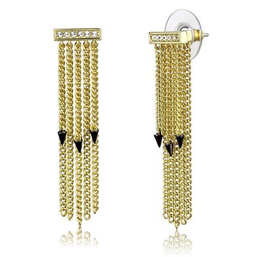 Gold+Ruthenium Brass Earrings with Top Grade Crystal  in Clear