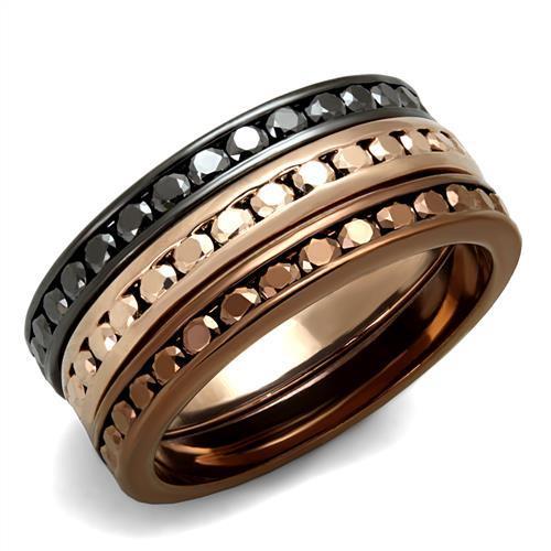 IP Rose Gold & IP Light Black & IP Light coffee Brass Ring with Top Grade Crystal  in Multi Color