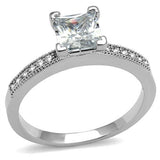 Rhodium Brass Ring with AAA Grade CZ  in Clear