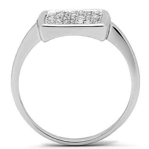 Rhodium Brass Ring with AAA Grade CZ  in Clear